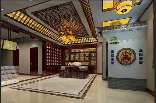 武宁古朴典雅的中式茶叶店大堂设计效果图